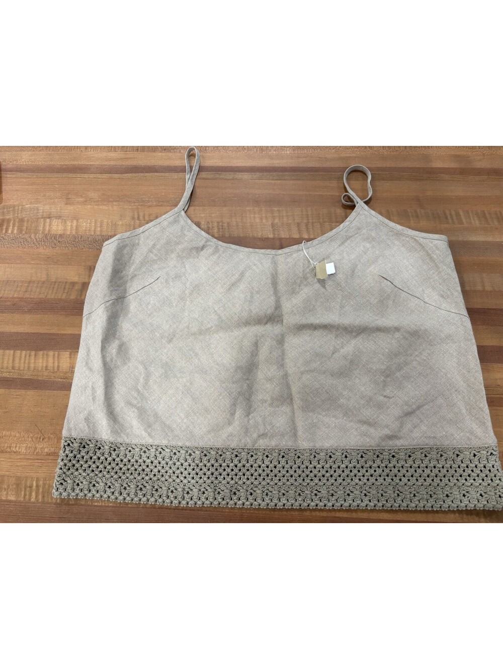 RICHARD MALCOLM Irish Linen Tank Top Womens Sz L Sleeveless Cropped Beige